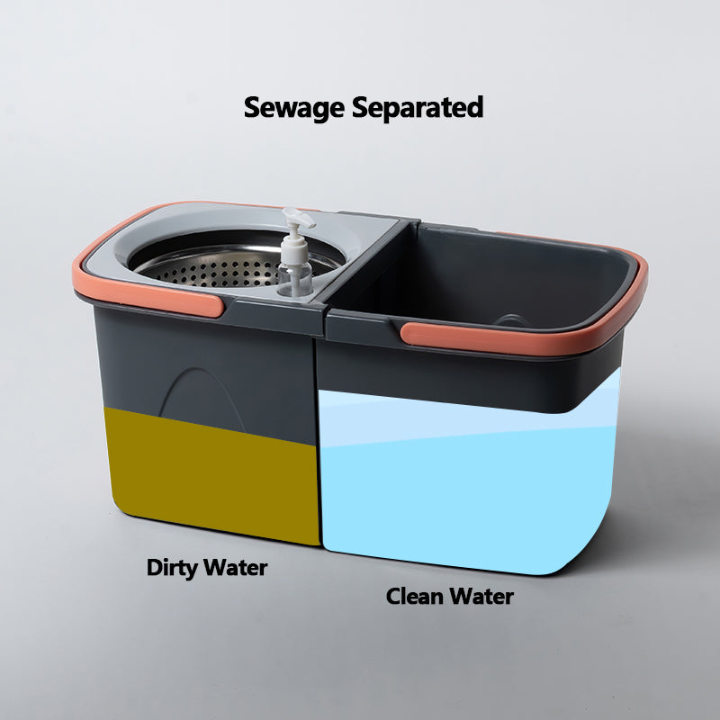 طقم ممسحة دوّارة مع جردل وسلة من الستانلس ستيل