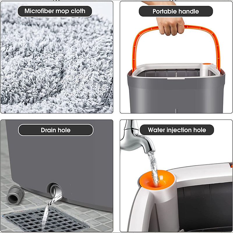 طقم ممسحة دوّارة مربعة مع نظام فصل المياه النقية عن المتسخة