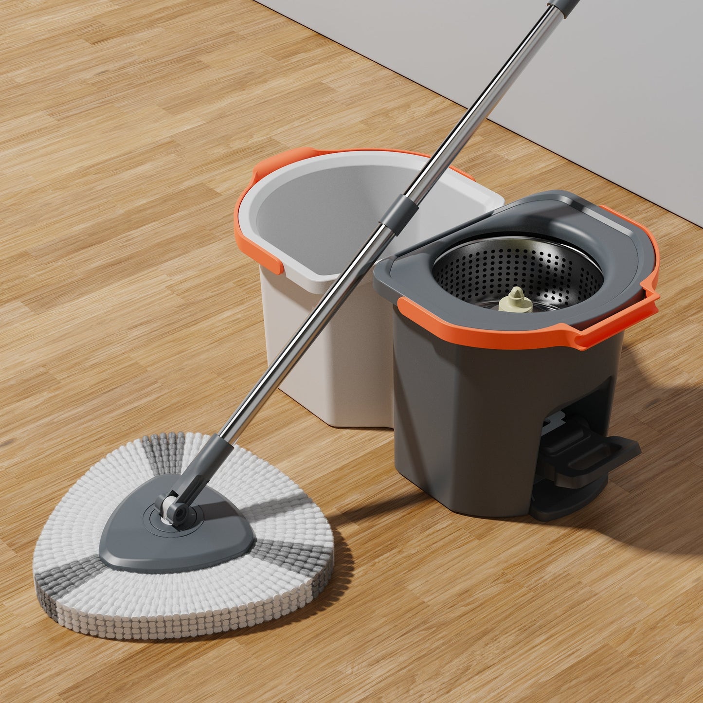 طقم ممسحة دوّارة مزدوجة بدواسة عملية