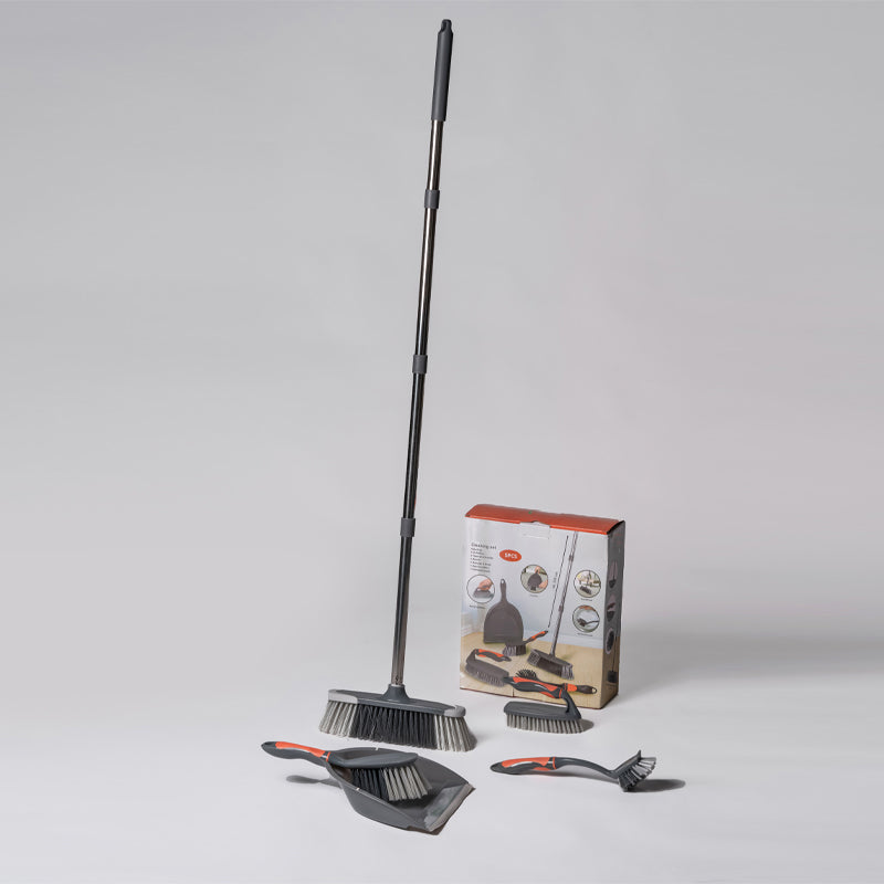 סט מטאטא עם יעה ו-3 מברשות כלים לניקוי רב תכליתי