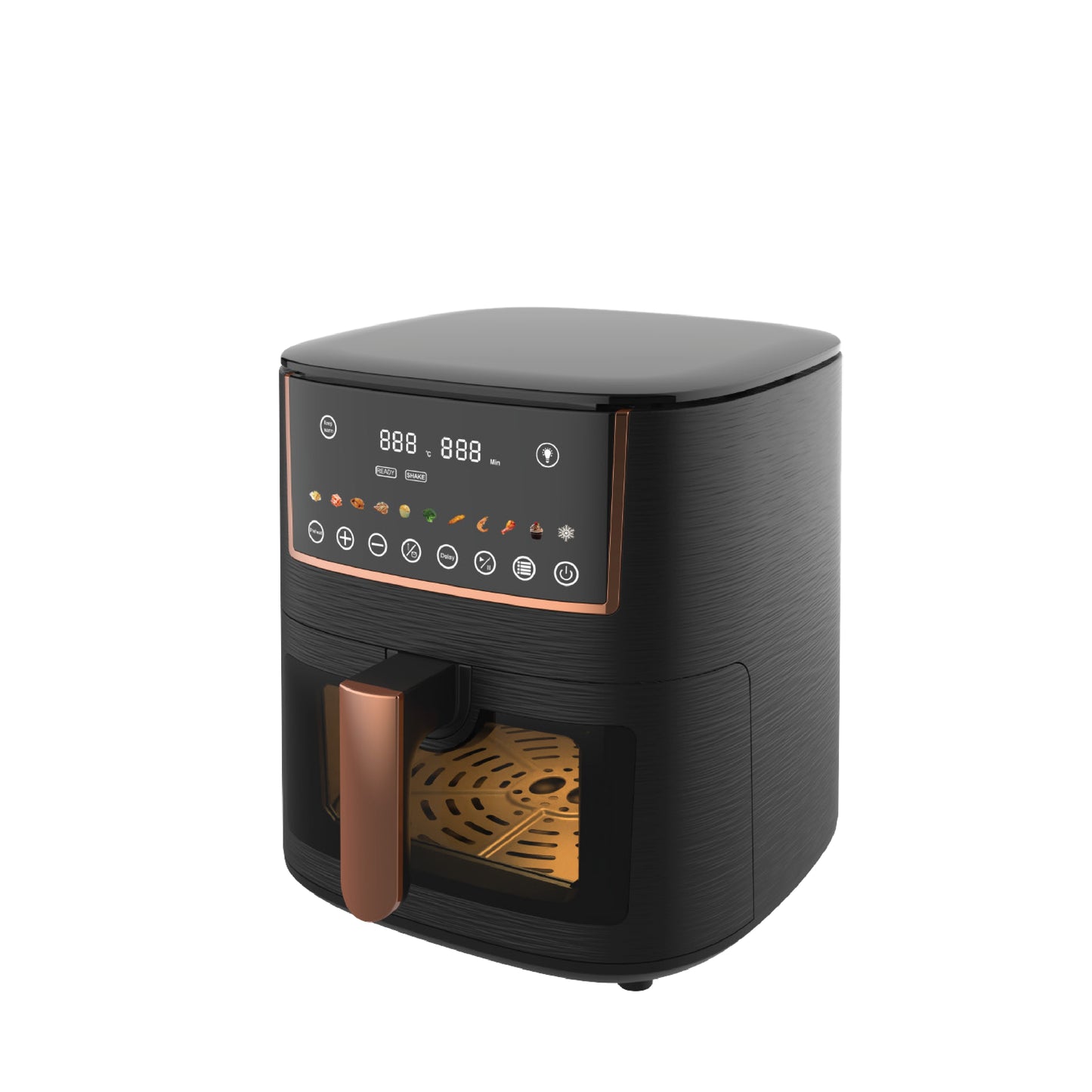 מטגן אוויר חם דיגיטלי 7.2 ליטר, 11 תוכניות, שחור, דלת זכוכית.