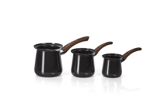 طقم غلايات قهوة 3 قطع 440 760 1200 مل أسود سولتام