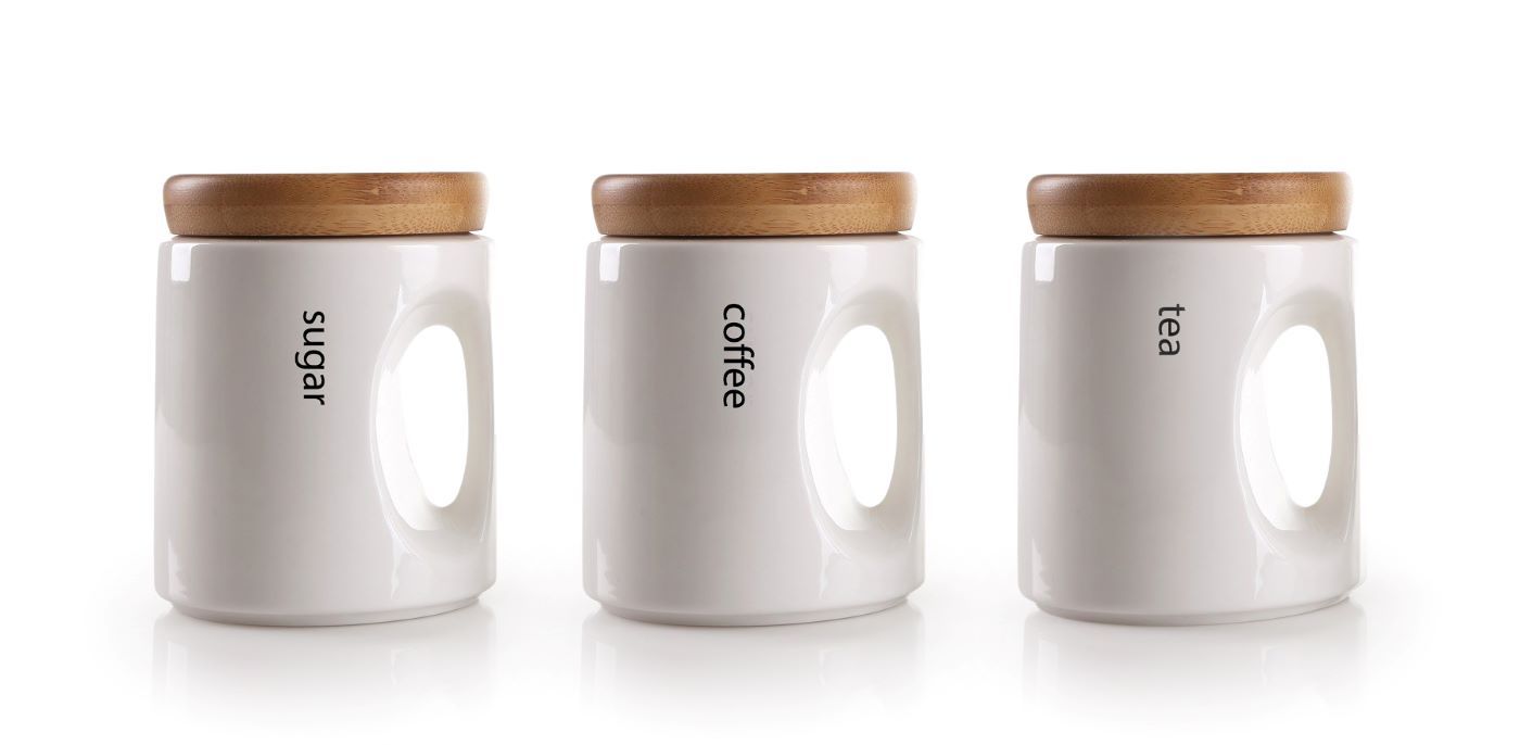 طقم 3 قطع بورسلان مع غطاء بامبو نعمان