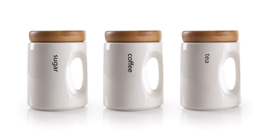 طقم 3 قطع بورسلان مع غطاء بامبو نعمان