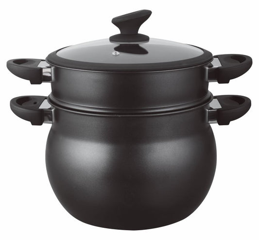 סיר קוסקוס ואידוי 8 ליטר 18.5*24 סמ FORGED שחור