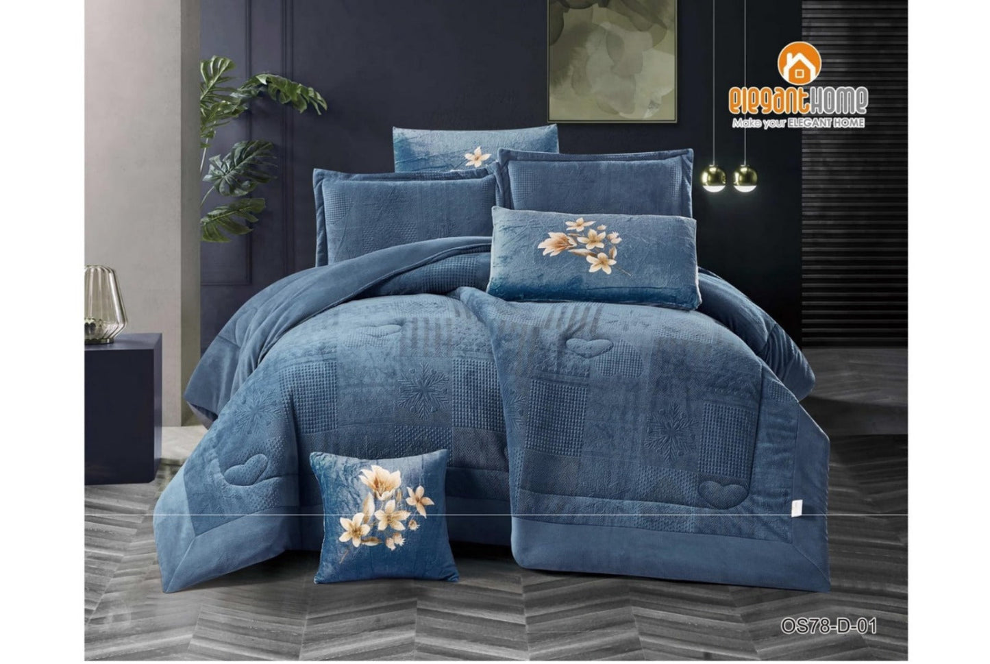 Blue طقم لحاف شتوي مزوج 7 قطع