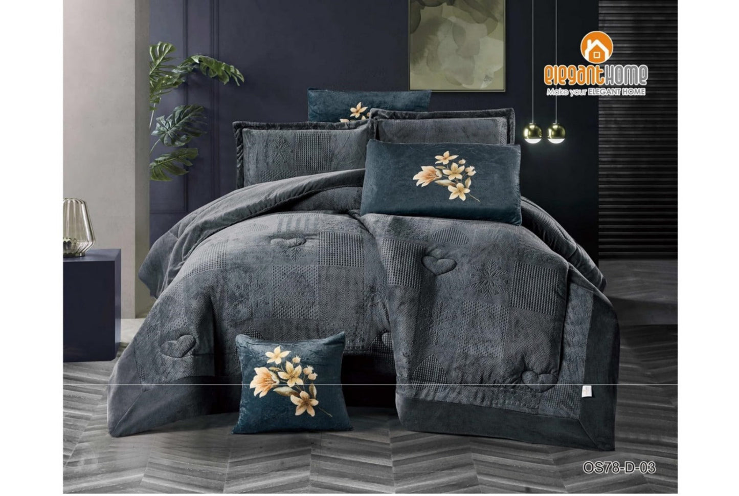 Blue طقم لحاف شتوي مزوج 7 قطع