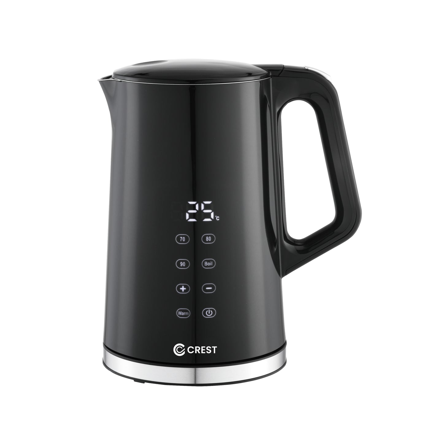 קומקום חימום נירוסטה 1.7 ליטר, מכסה פלסטיק שחור, 13 תוכניות דיגיטליות.