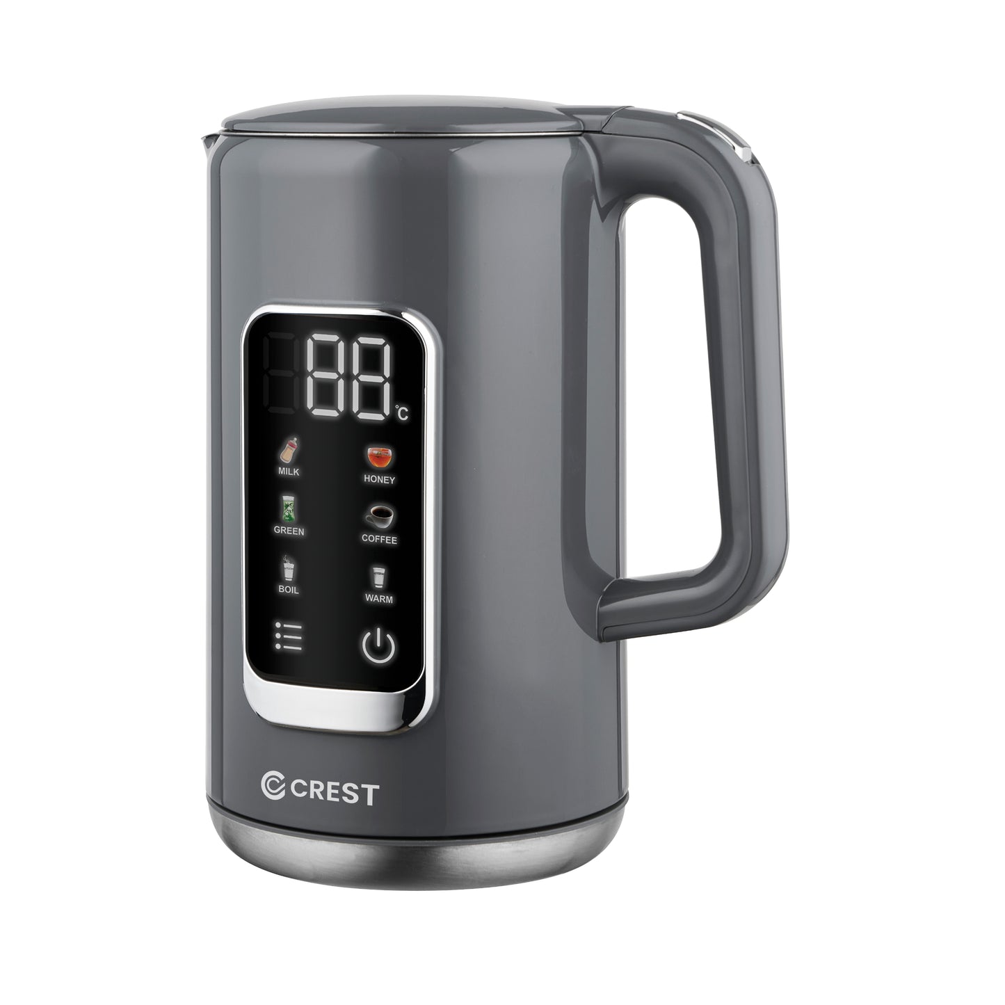 קומקום חימום 1.7 ליטר נירוסטה, מכסה פלסטיק, צבע אפור, 5 תוכניות דיגיטליות 