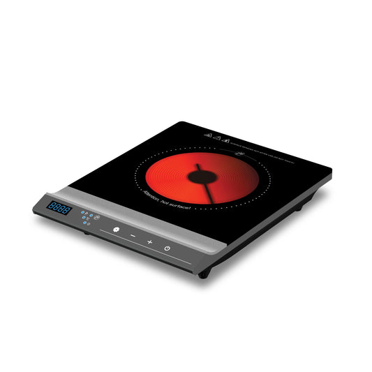 פלטת חימום דיגיטלית מזכוכית קרמיקה שחורה, 10 תוכניות.