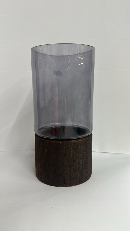 مزهرية مع قاعدة خشبية منفصلة 12×25 سم