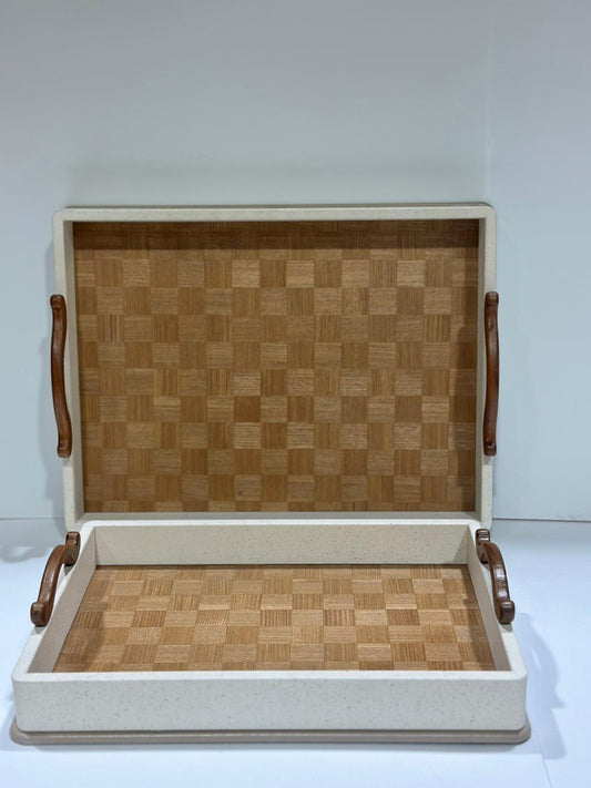 סט מגשים יוקרתי ידיות עץ